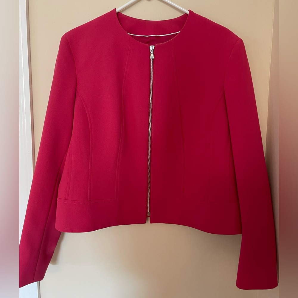 Anne Klein zipper front blazer, fuchsia